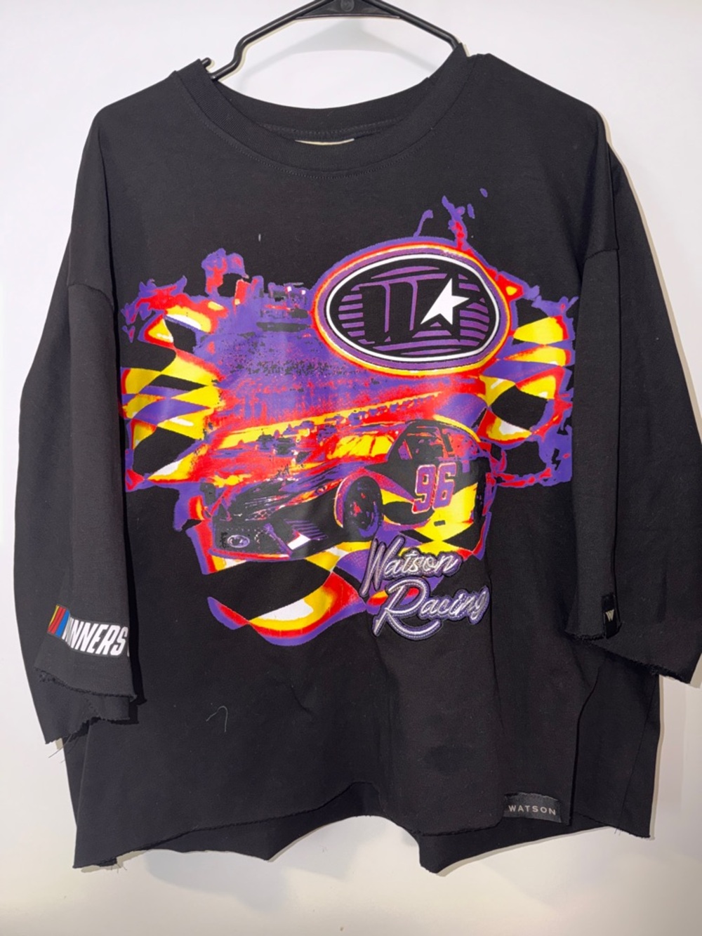 🏁🏎️🏁 Watson Boxy Crop Top Tee with Racing Graphic - Size L